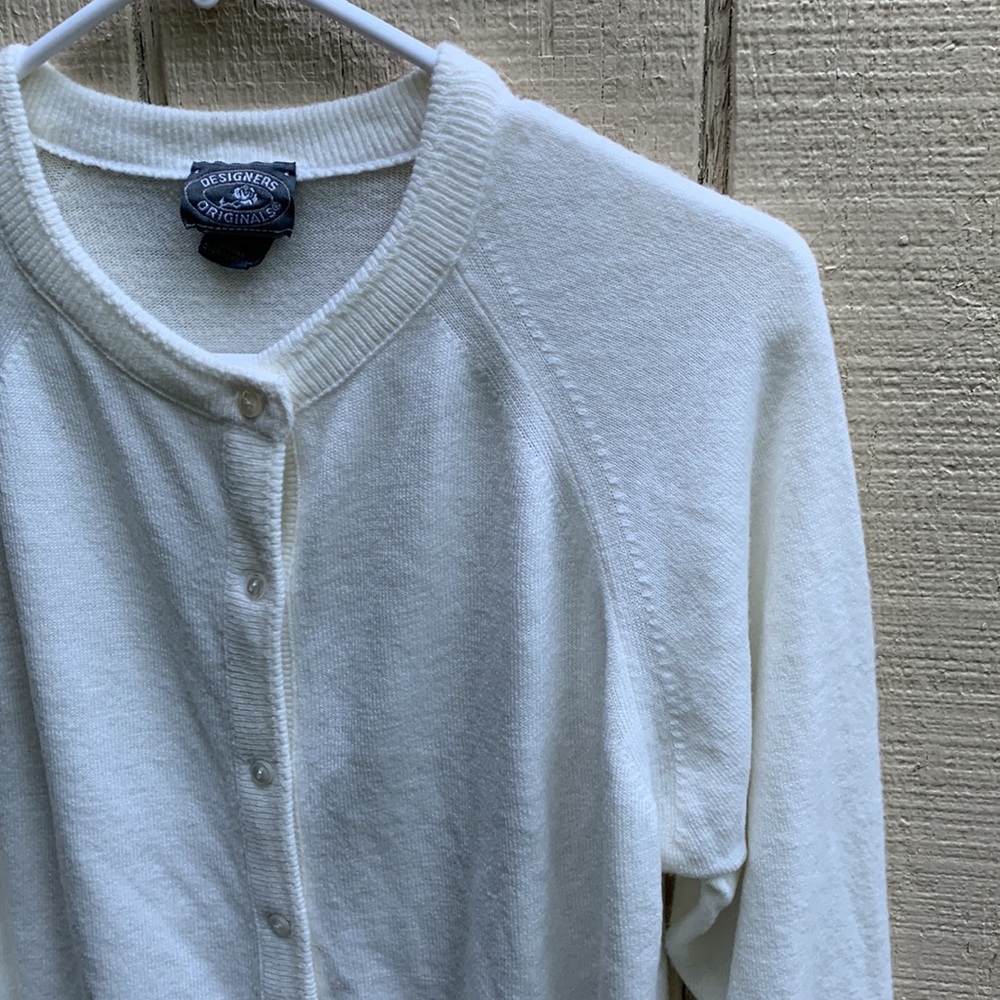 Vtg Designers Originals Winter White Cardigan Sweater Sz S button-up MADE IN USA - Picture 6 of 16